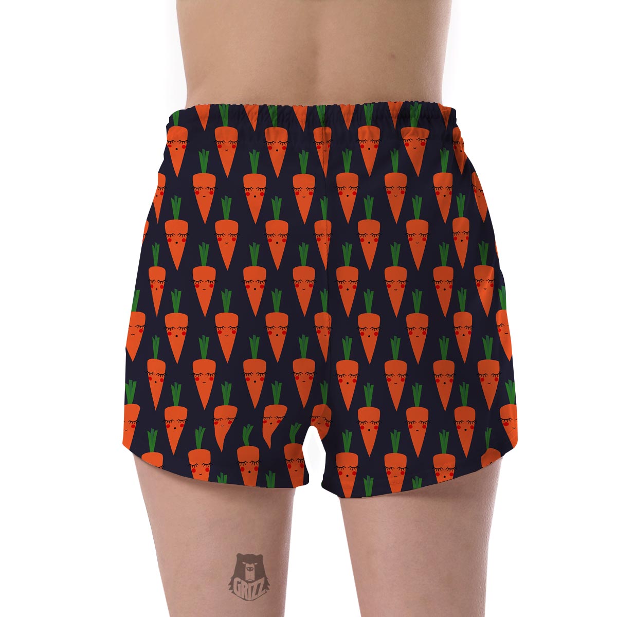 Carrot Face Pattern Print Women's Shorts-grizzshop