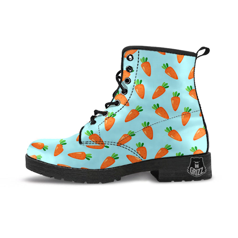 Carrot Print Pattern Leather Boots-grizzshop