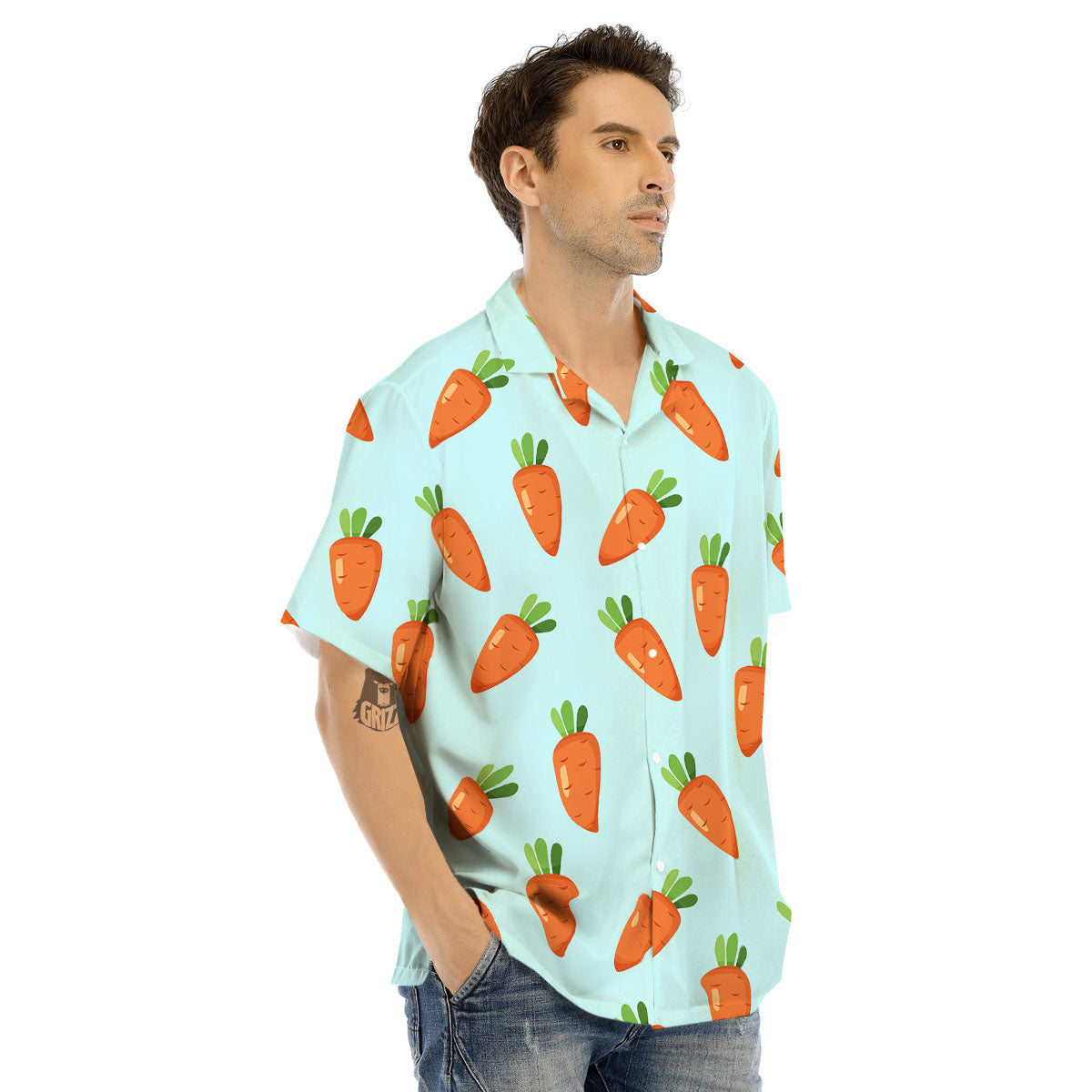 Carrot Print Pattern Men's Hawaiian Shirt-grizzshop
