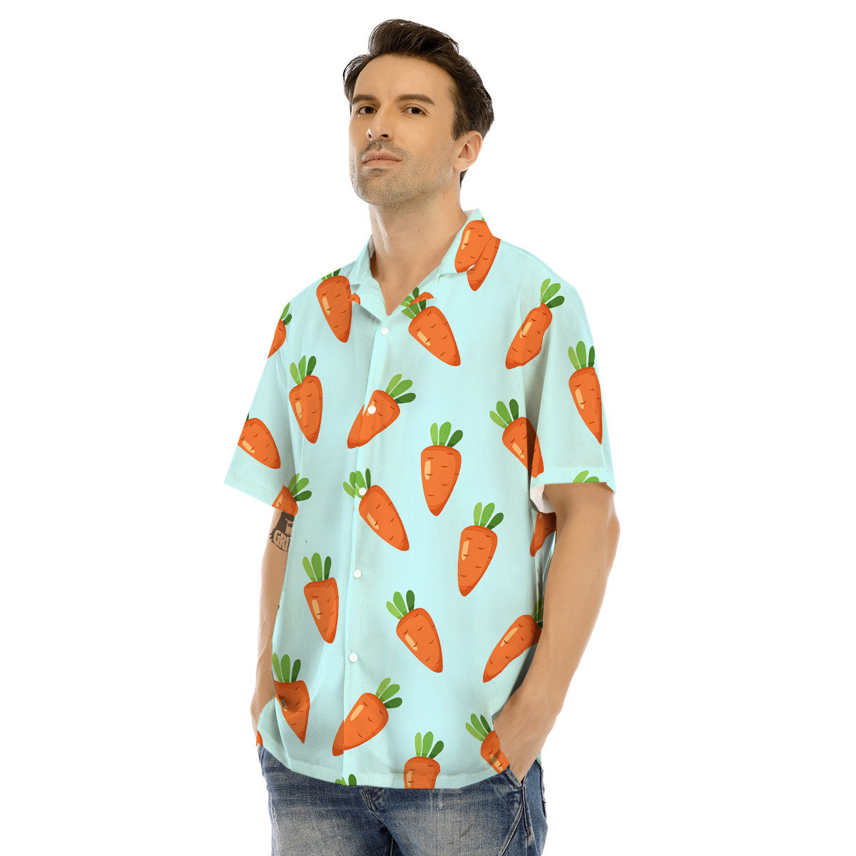 Carrot Print Pattern Men's Hawaiian Shirt-grizzshop