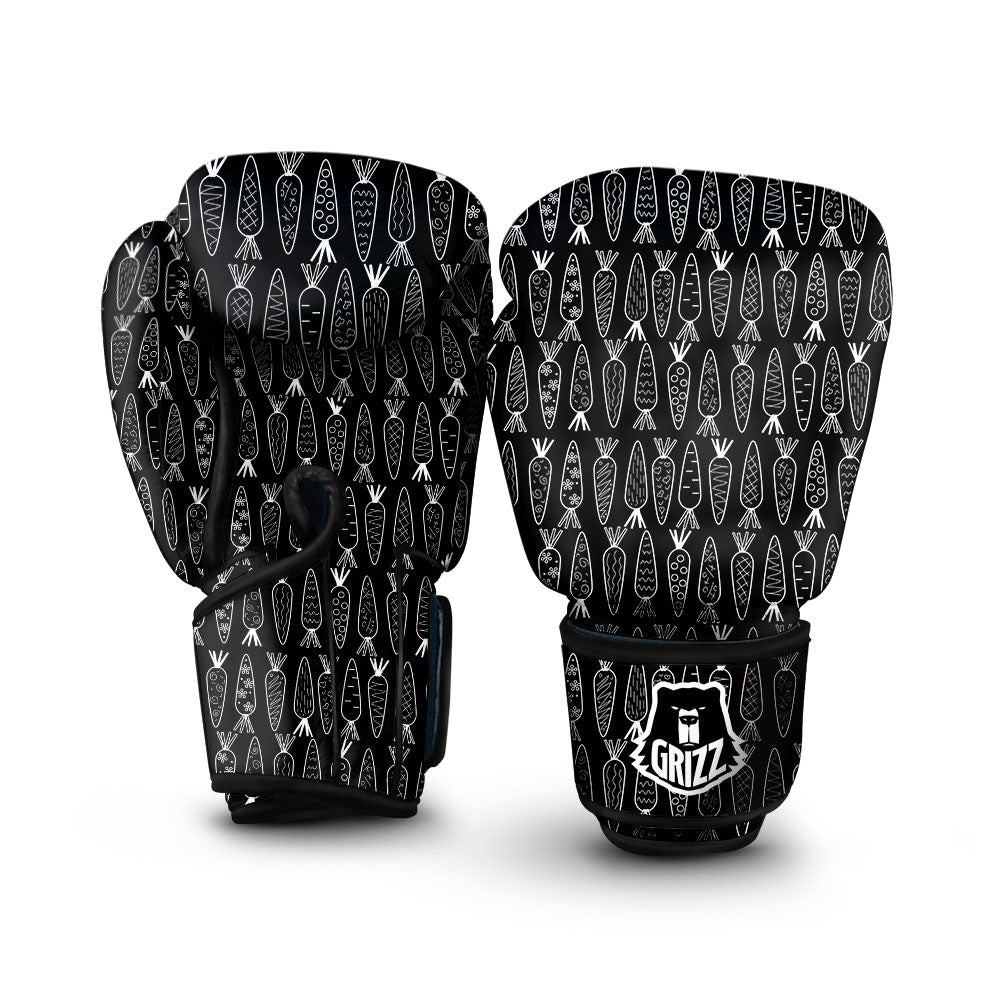 Carrot White And Black Print Pattern Boxing Gloves-grizzshop