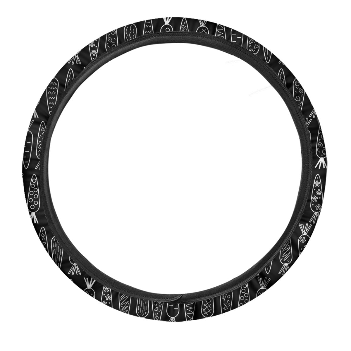 Carrot White And Black Print Pattern Car Steering Wheel Cover-grizzshop