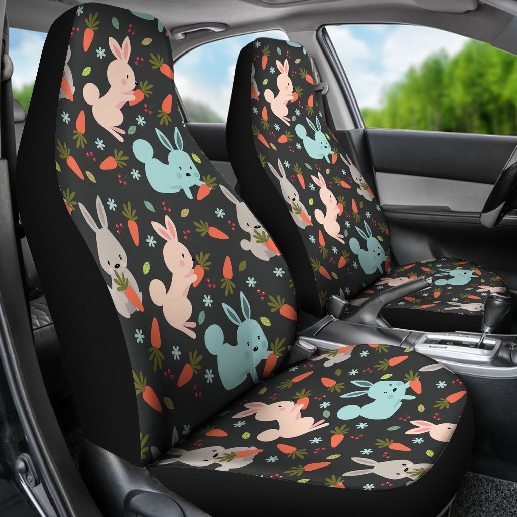 Carrot Rabbit Bunny Pattern Print Universal Fit Car Seat Cover-grizzshop
