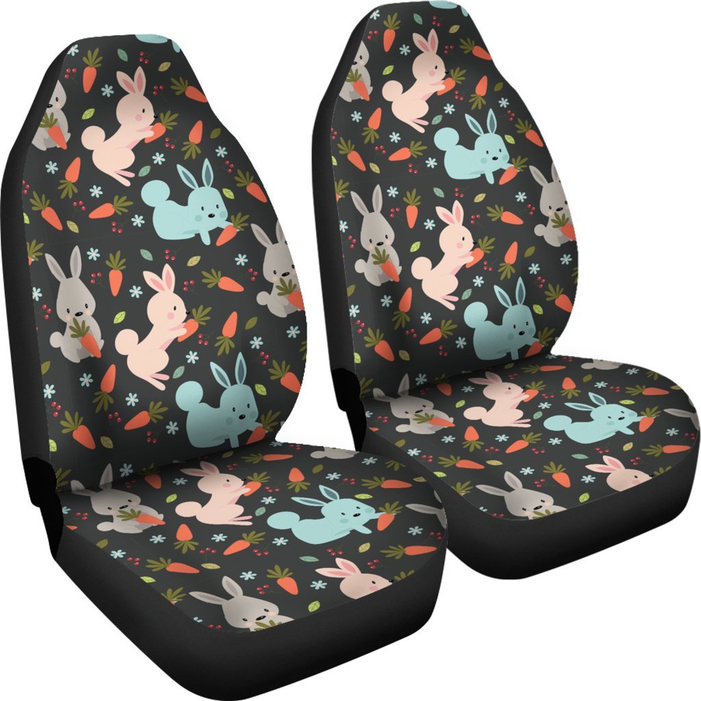 Carrot Rabbit Bunny Pattern Print Universal Fit Car Seat Cover-grizzshop