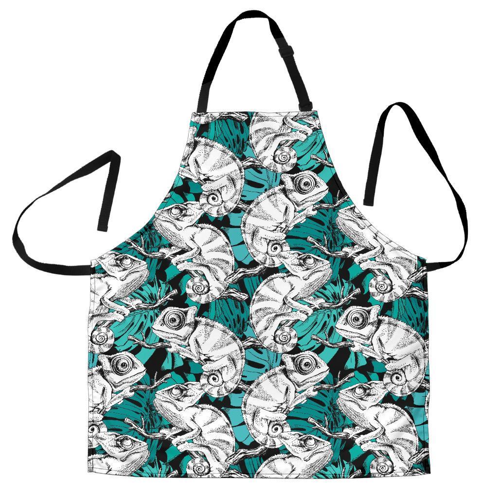 Cartoon Chameleon Pattern Print Men's Apron-grizzshop