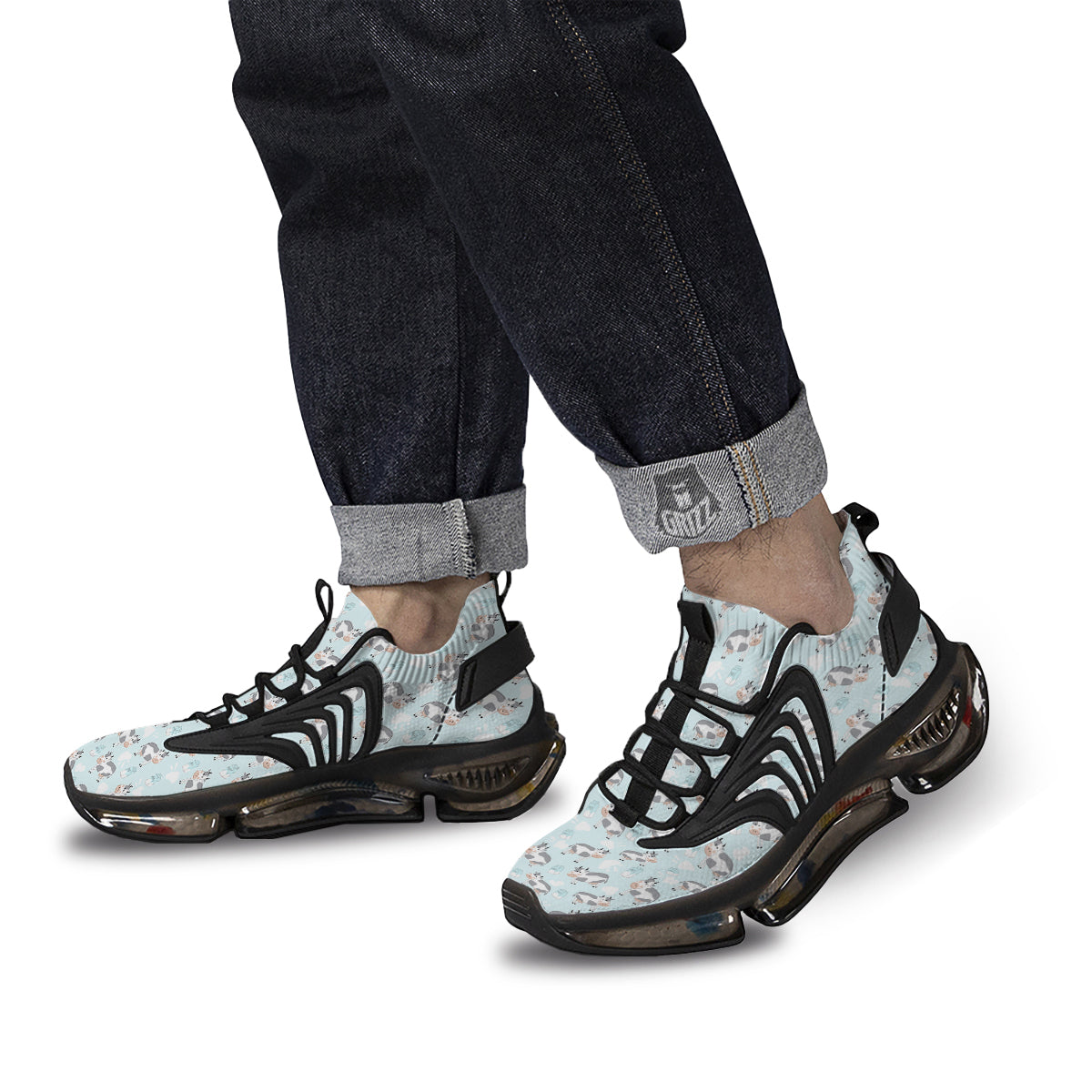 Cartoon Cows Milk Print Pattern Black Gym Shoes-grizzshop
