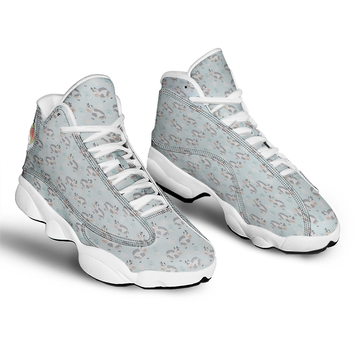 Cartoon Cows Milk Print Pattern White Basketball Shoes-grizzshop