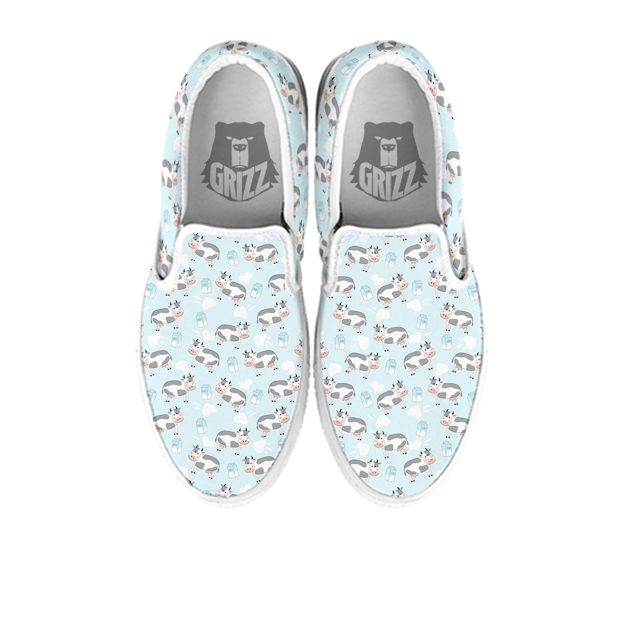 Cartoon Cows Milk Print Pattern White Slip On Shoes-grizzshop