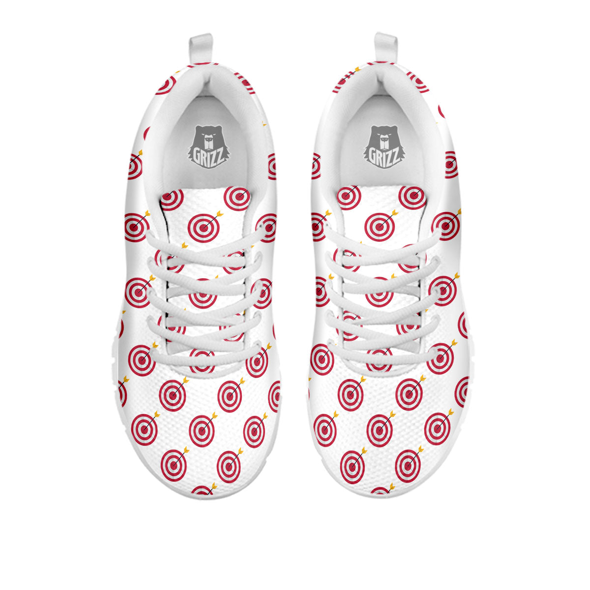 Cartoon Dartboard Print Pattern White Sneaker-grizzshop