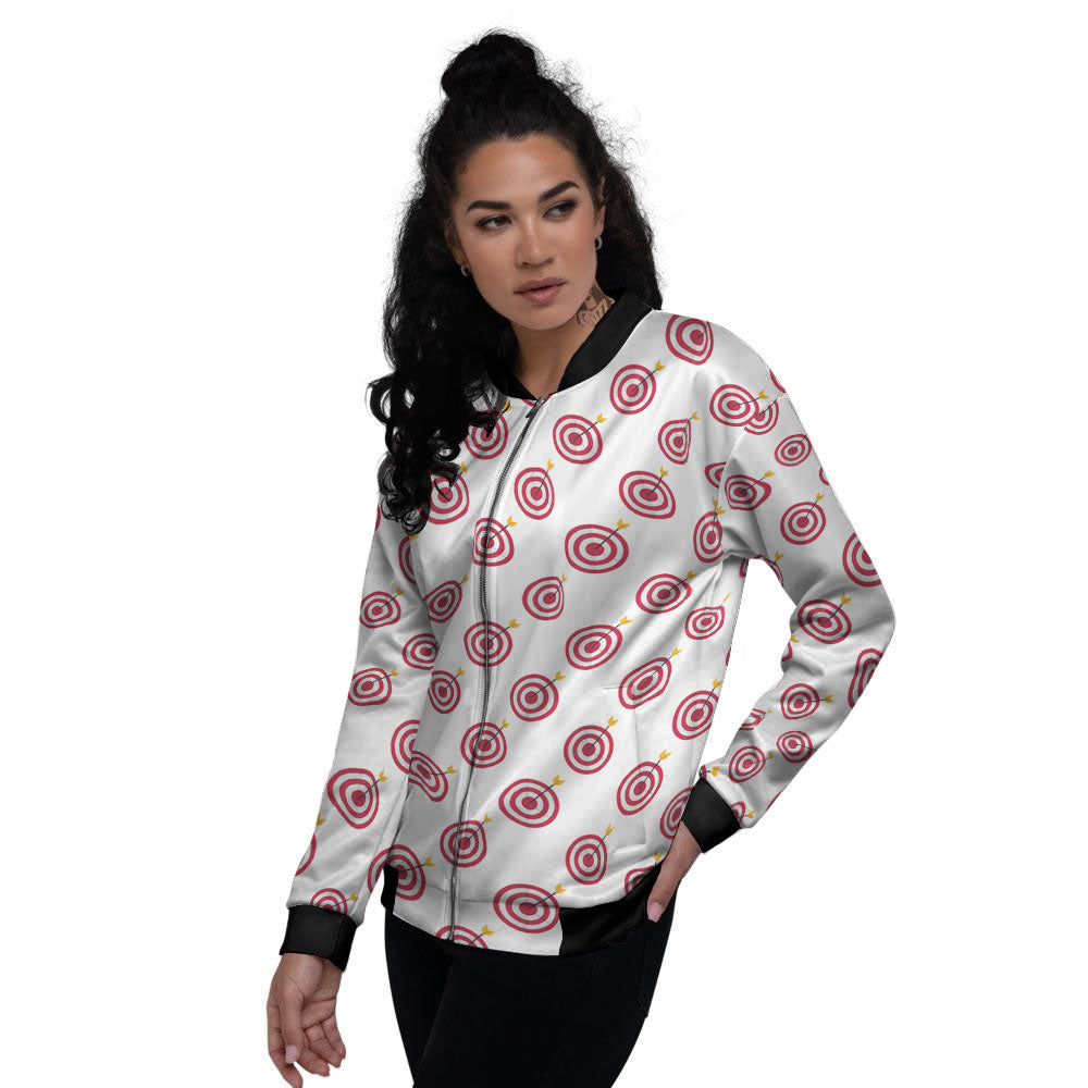 Cartoon Dartboard Print Pattern Women's Bomber Jacket-grizzshop