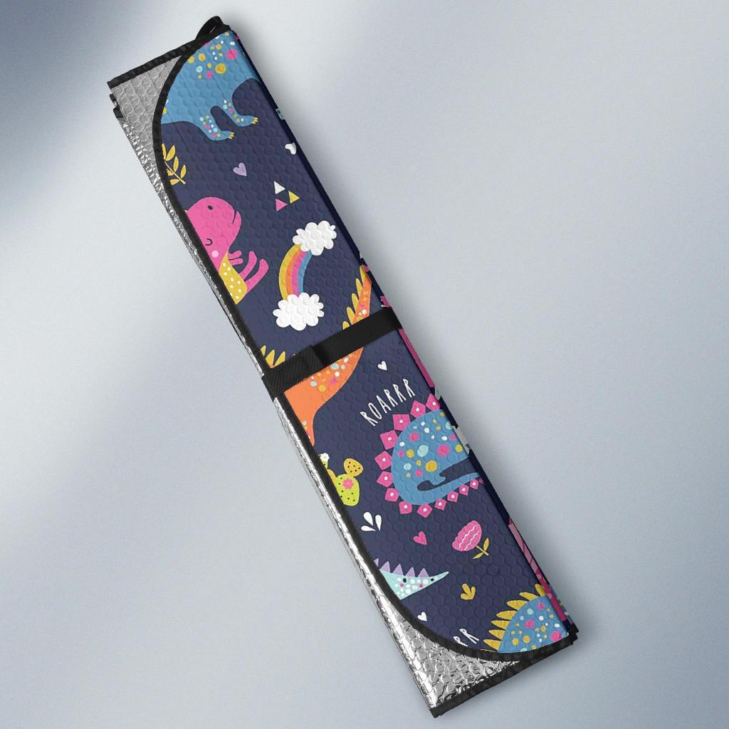 Cartoon Dino Dinosaur Pattern Print Car Sun Shade-grizzshop