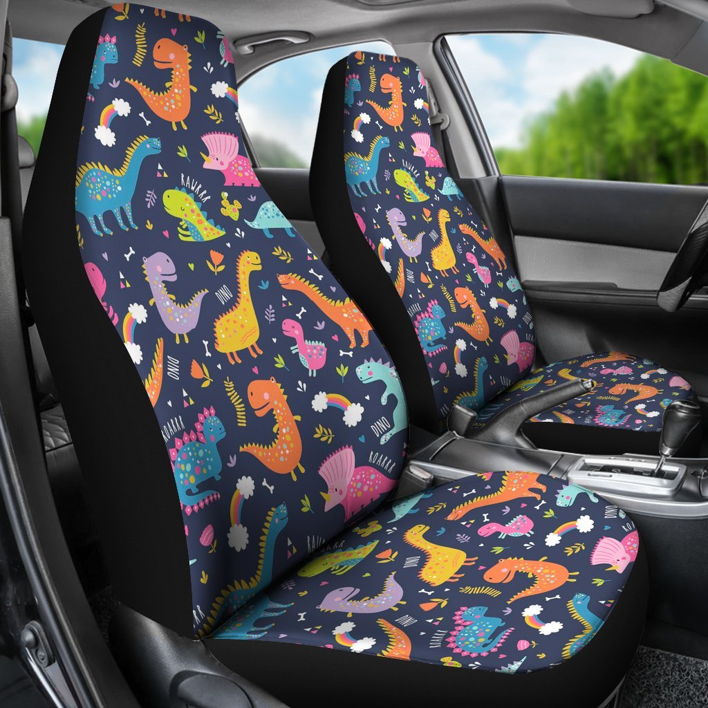 Cartoon Dino Dinosaur Pattern Print Universal Fit Car Seat Cover-grizzshop