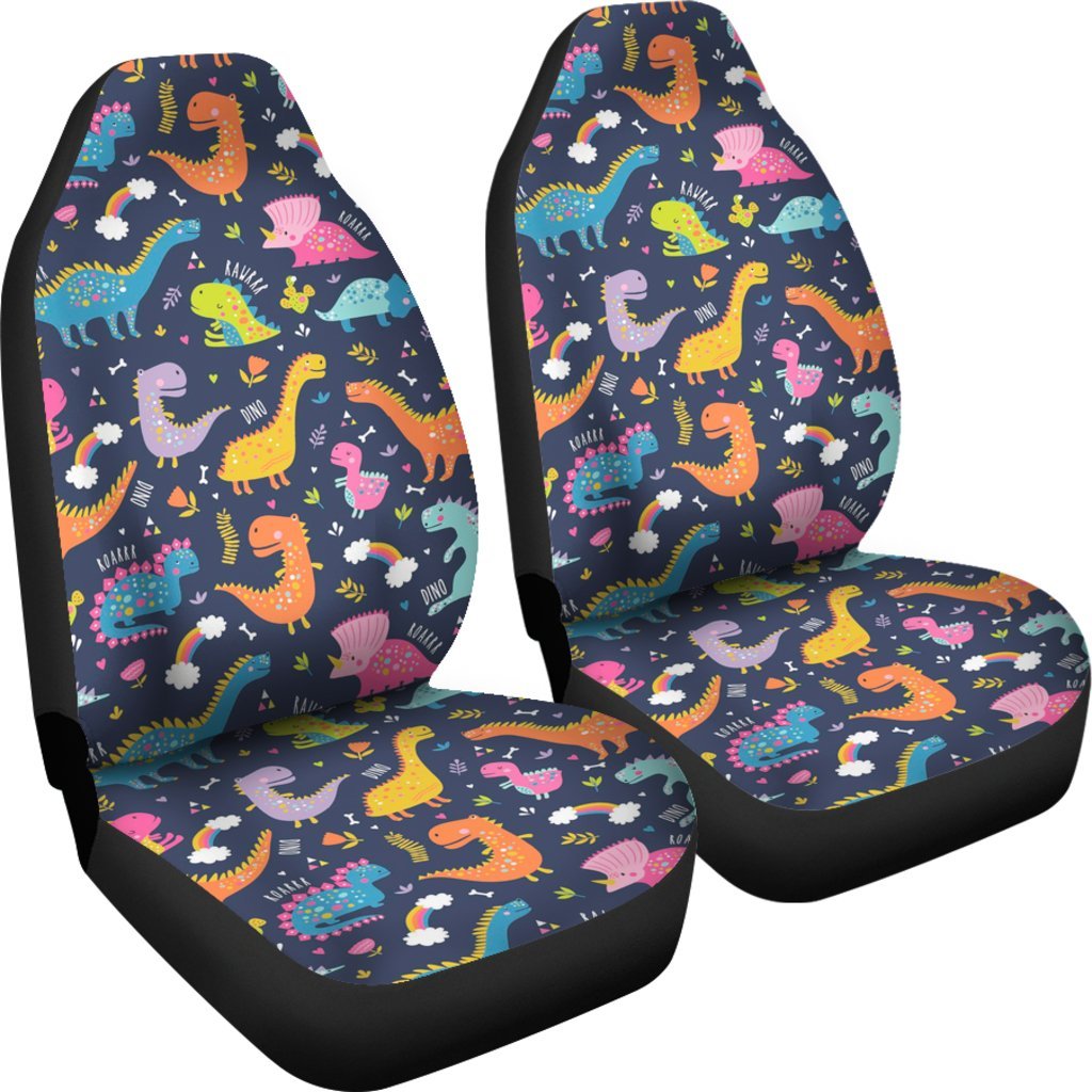 Cartoon Dino Dinosaur Pattern Print Universal Fit Car Seat Cover-grizzshop