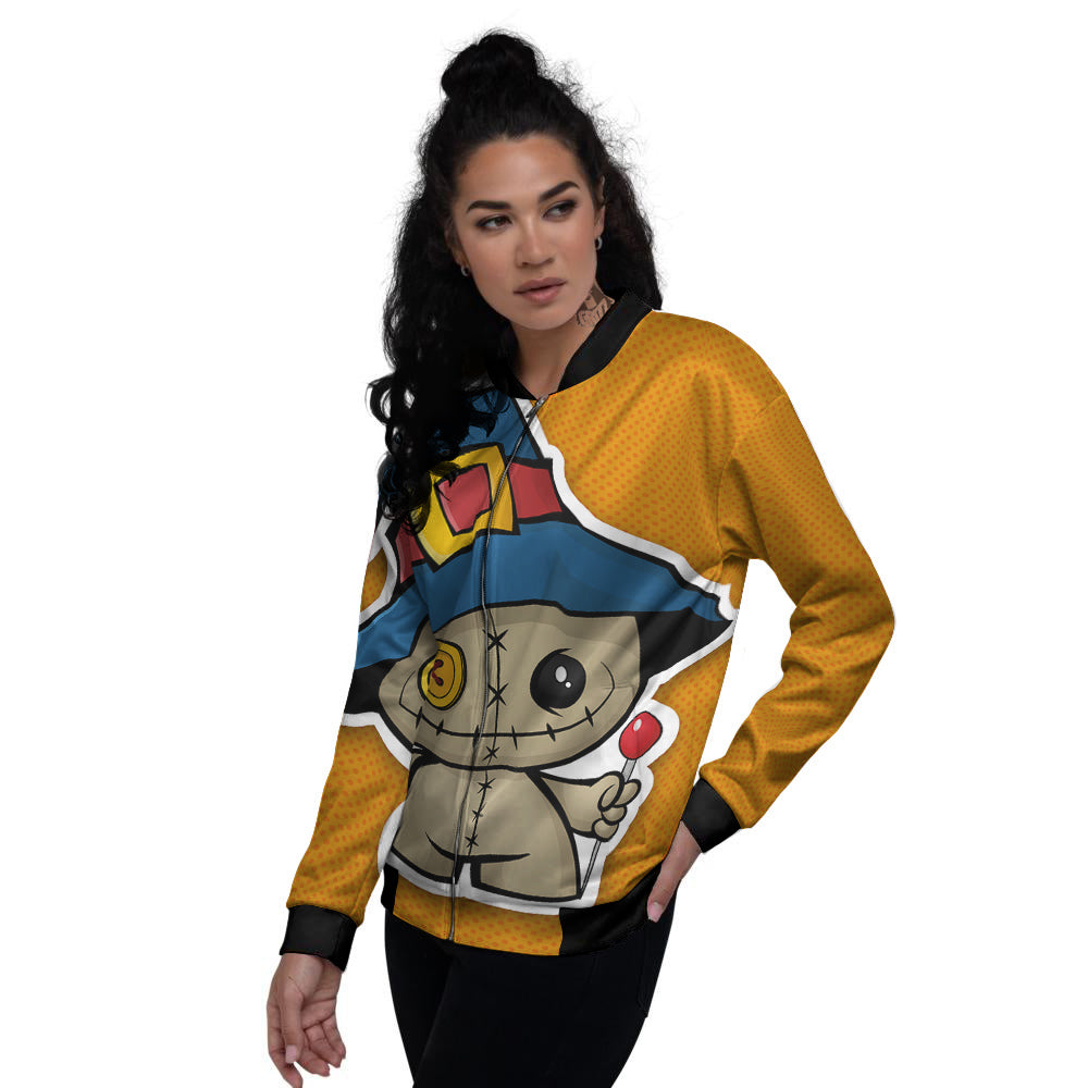 Cartoon Doll Voodoo Print Women's Bomber Jacket-grizzshop