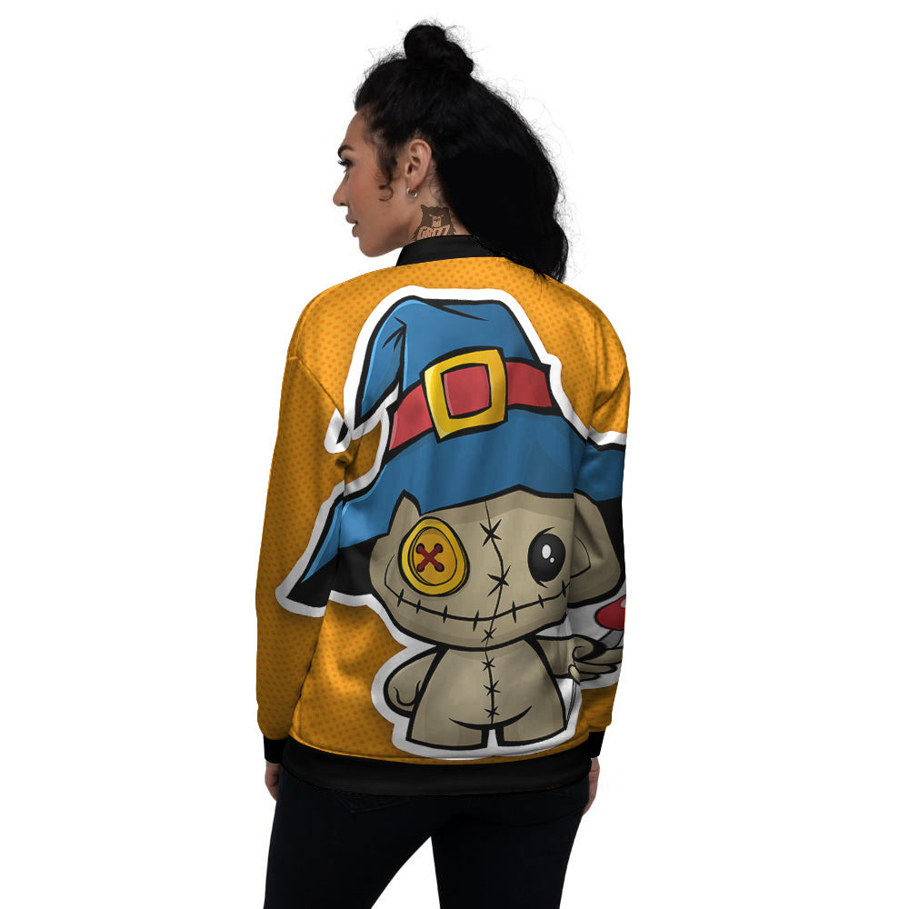 Cartoon Doll Voodoo Print Women's Bomber Jacket-grizzshop
