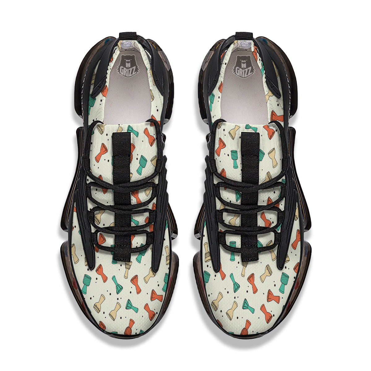 Cartoon Drum Print Pattern Black Gym Shoes-grizzshop
