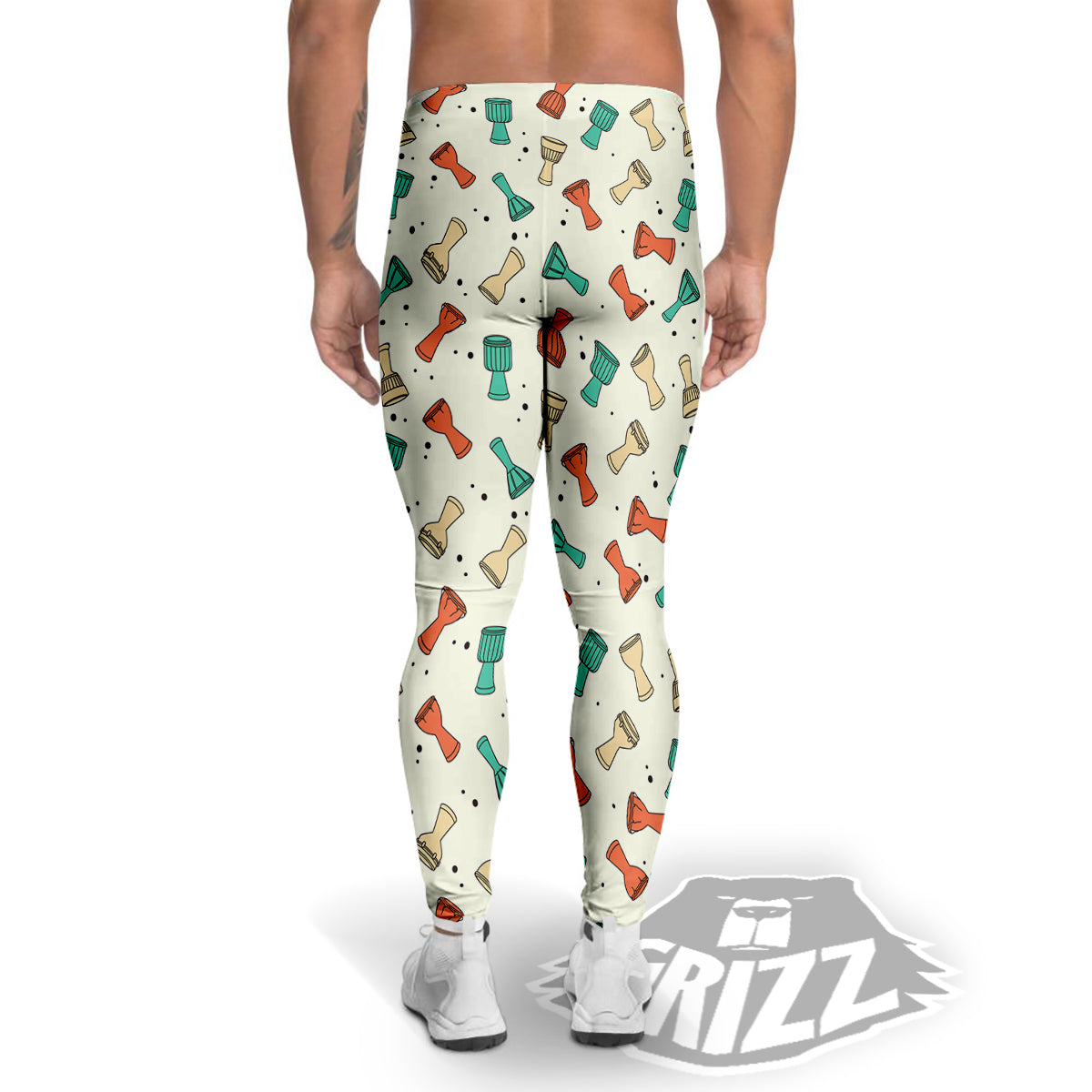 Cartoon Drum Print Pattern Men's Leggings-grizzshop
