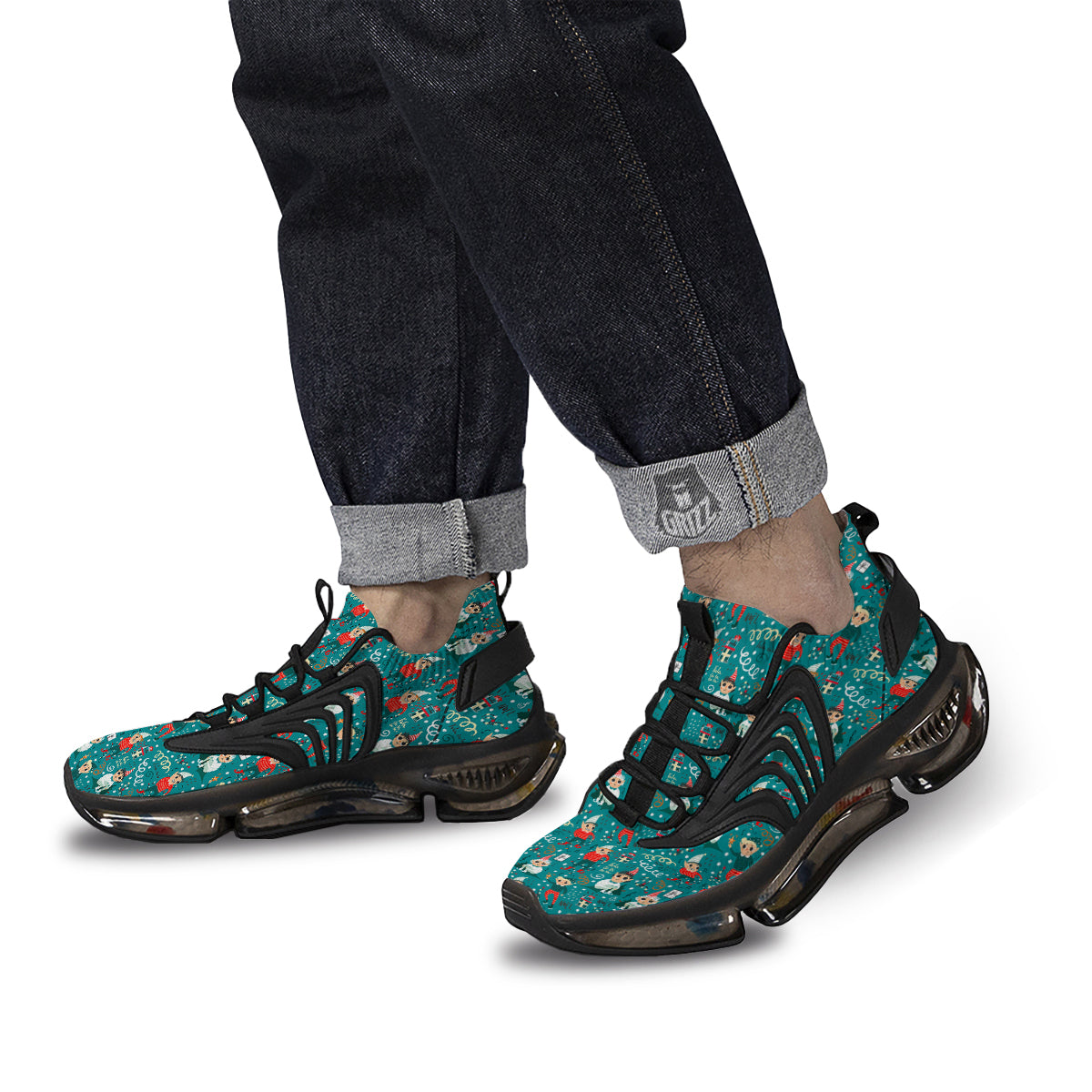 Cartoon Elf Print Pattern Black Gym Shoes-grizzshop
