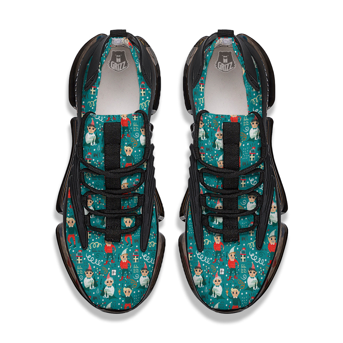 Cartoon Elf Print Pattern Black Gym Shoes-grizzshop