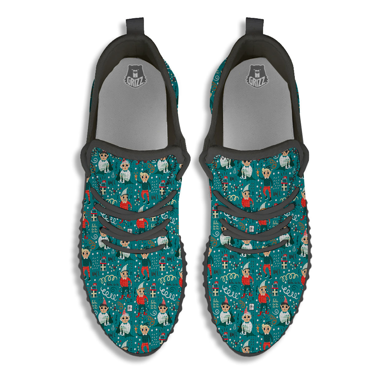 Cartoon Elf Print Pattern Black Walking Shoes-grizzshop