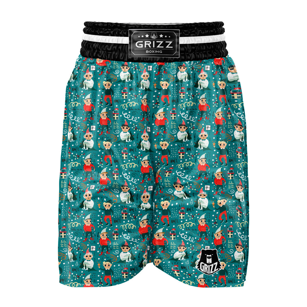 Cartoon Elf Print Pattern Boxing Shorts-grizzshop