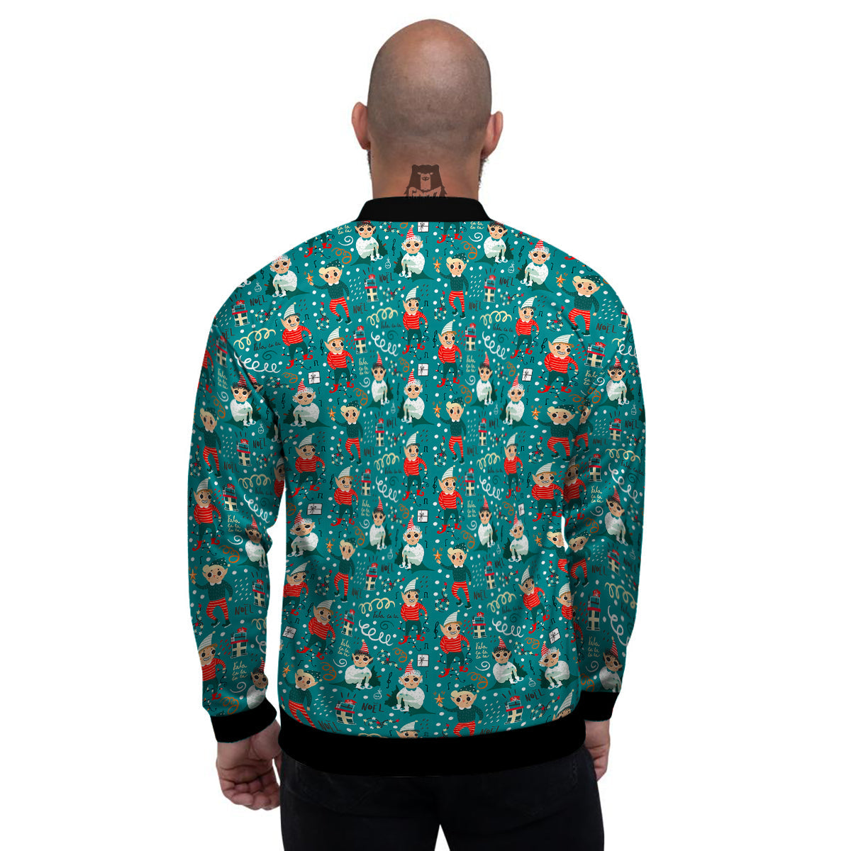 Cartoon Elf Print Pattern Men's Bomber Jacket-grizzshop