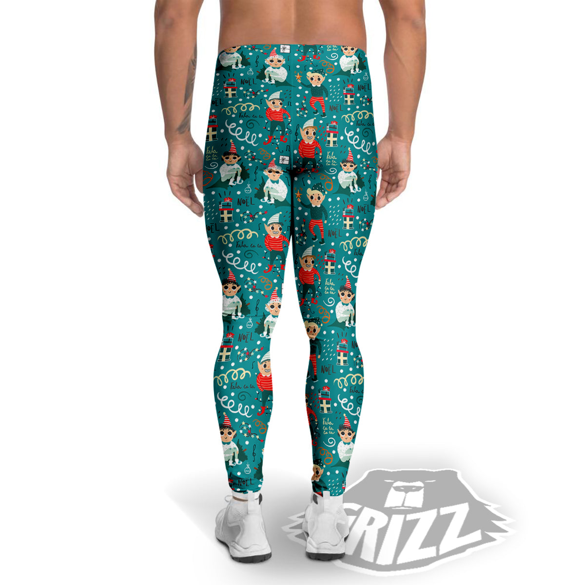 Cartoon Elf Print Pattern Men's Leggings-grizzshop