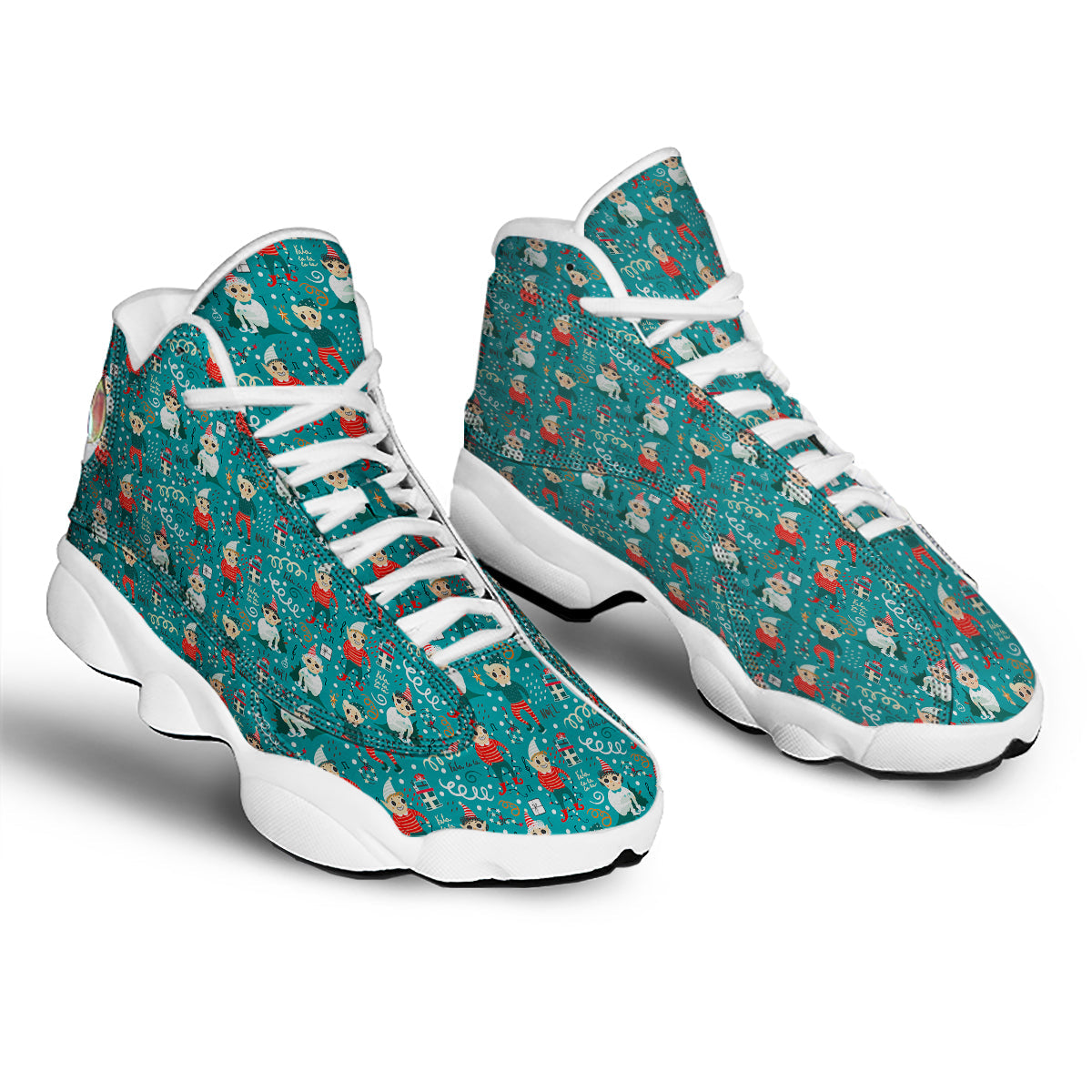 Cartoon Elf Print Pattern White Basketball Shoes-grizzshop