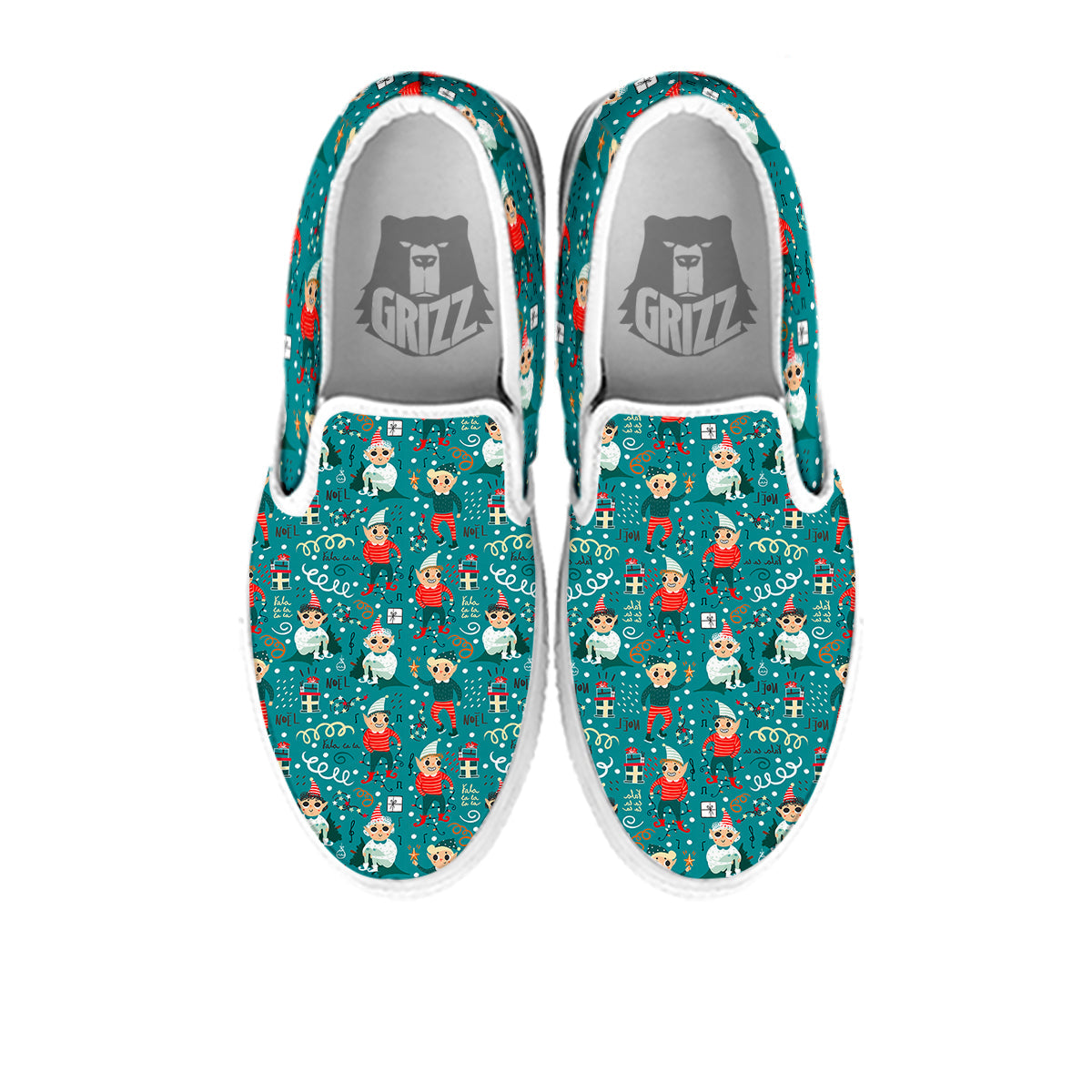 Cartoon Elf Print Pattern White Slip On Shoes-grizzshop