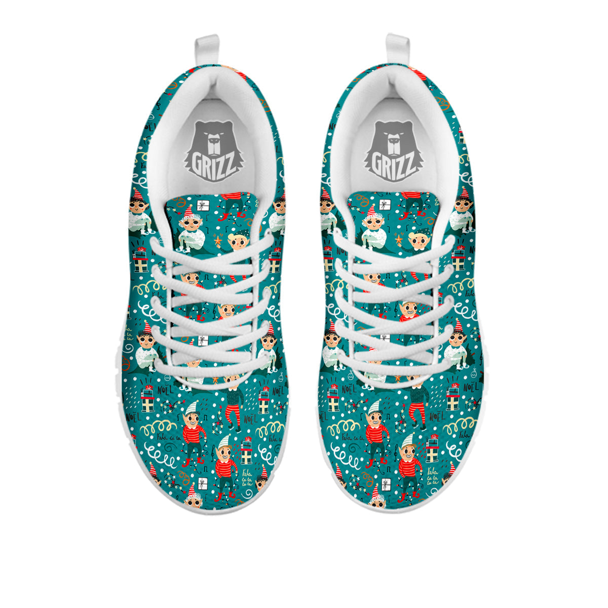 Cartoon Elf Print Pattern White Sneaker-grizzshop