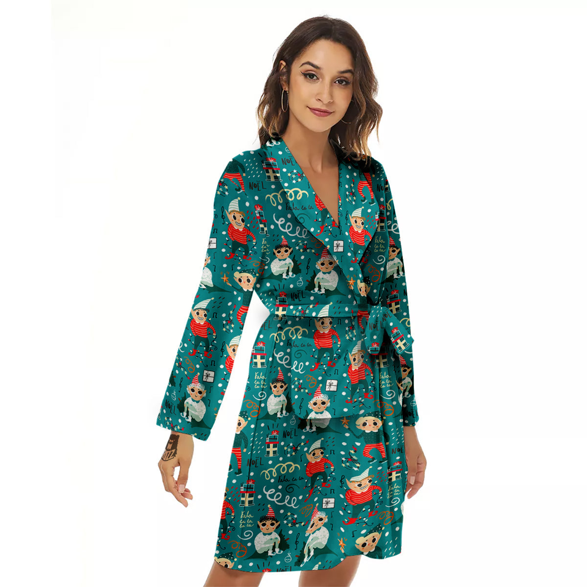 Cartoon Elf Print Pattern Women's Robe-grizzshop