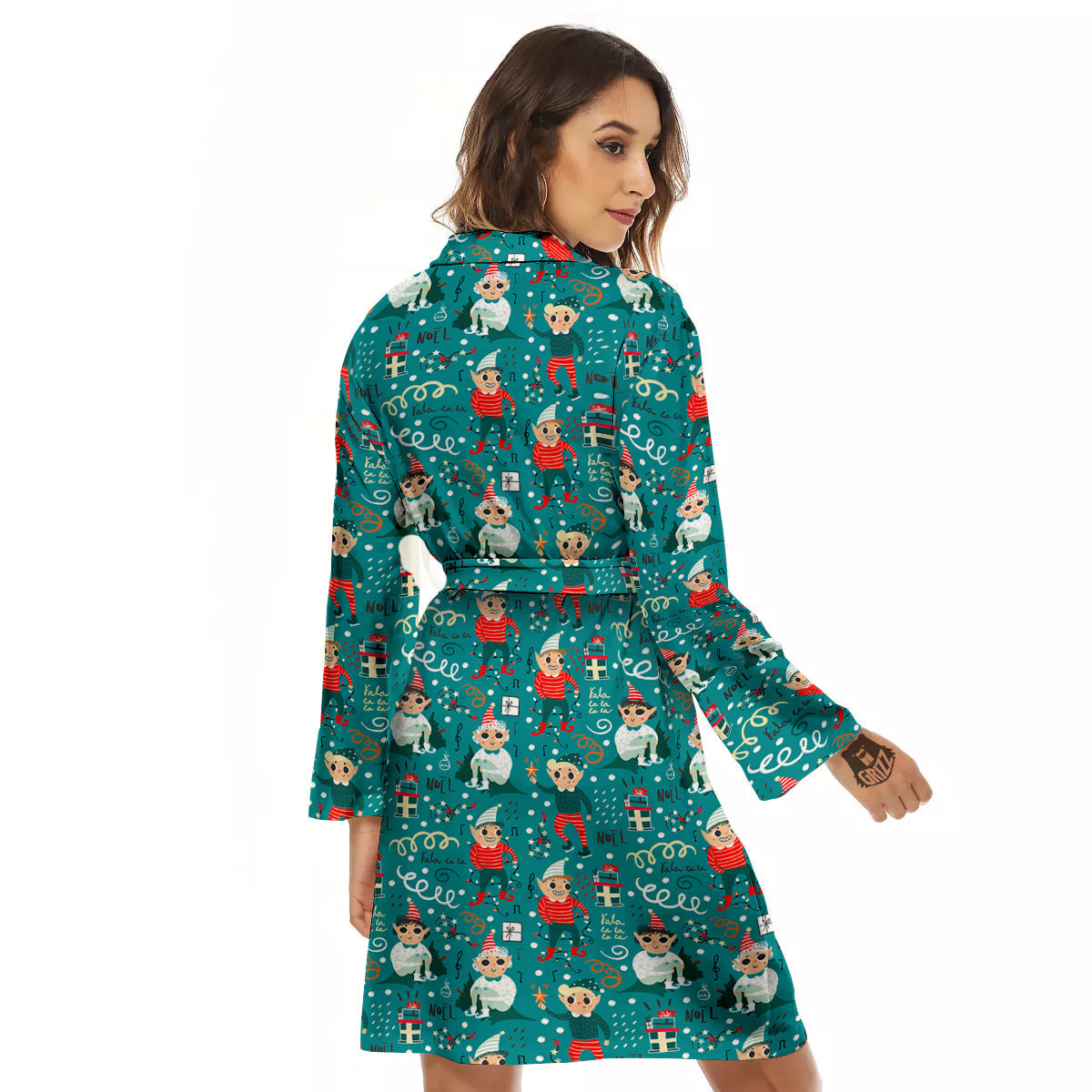 Cartoon Elf Print Pattern Women's Robe-grizzshop