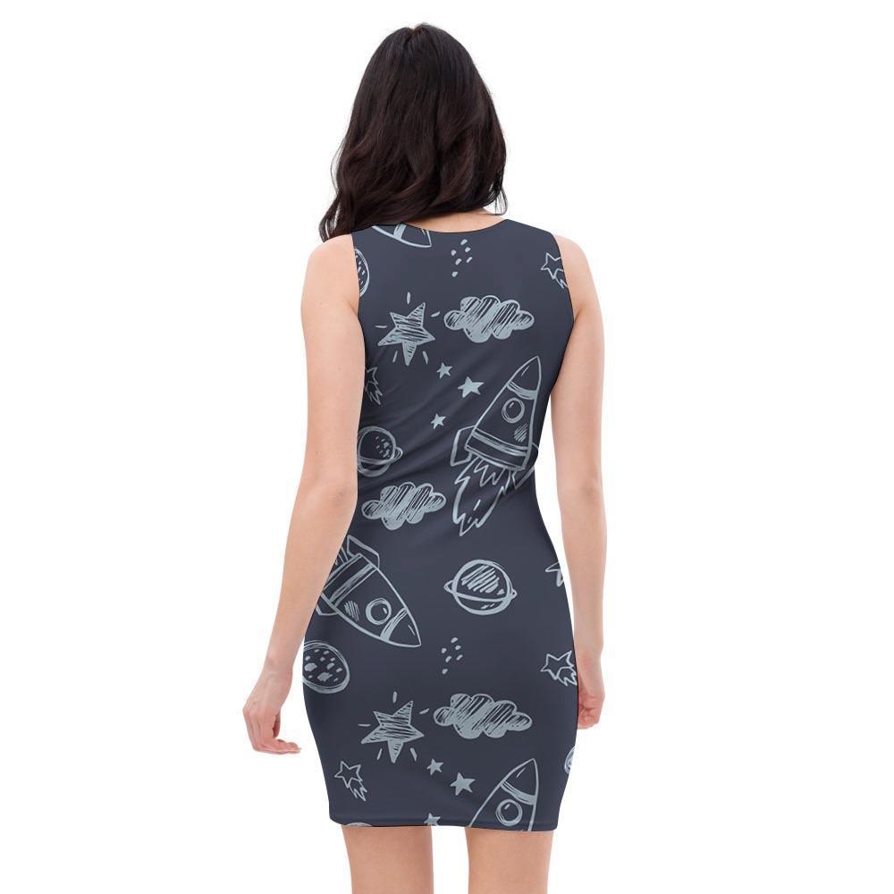 Cartoon Galaxy Space Bodycon Dress-grizzshop