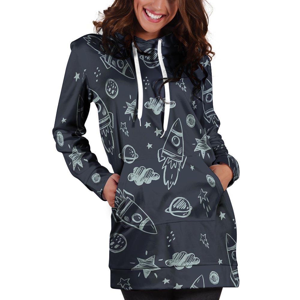 Cartoon Galaxy Space Hoodie Dress-grizzshop
