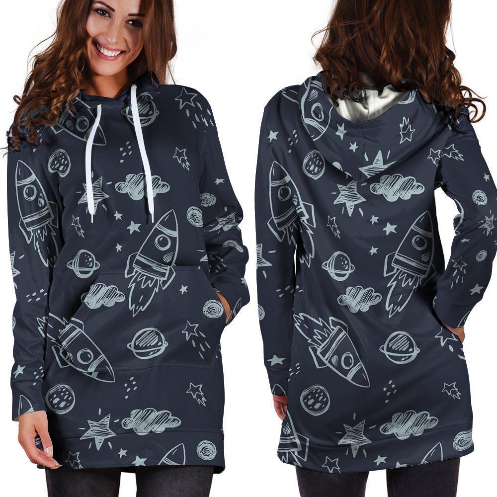 Cartoon Galaxy Space Hoodie Dress-grizzshop