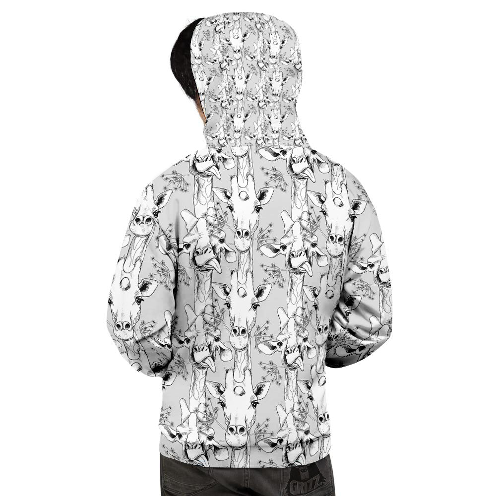 Cartoon Giraffe White And Black Print Men's Hoodie-grizzshop