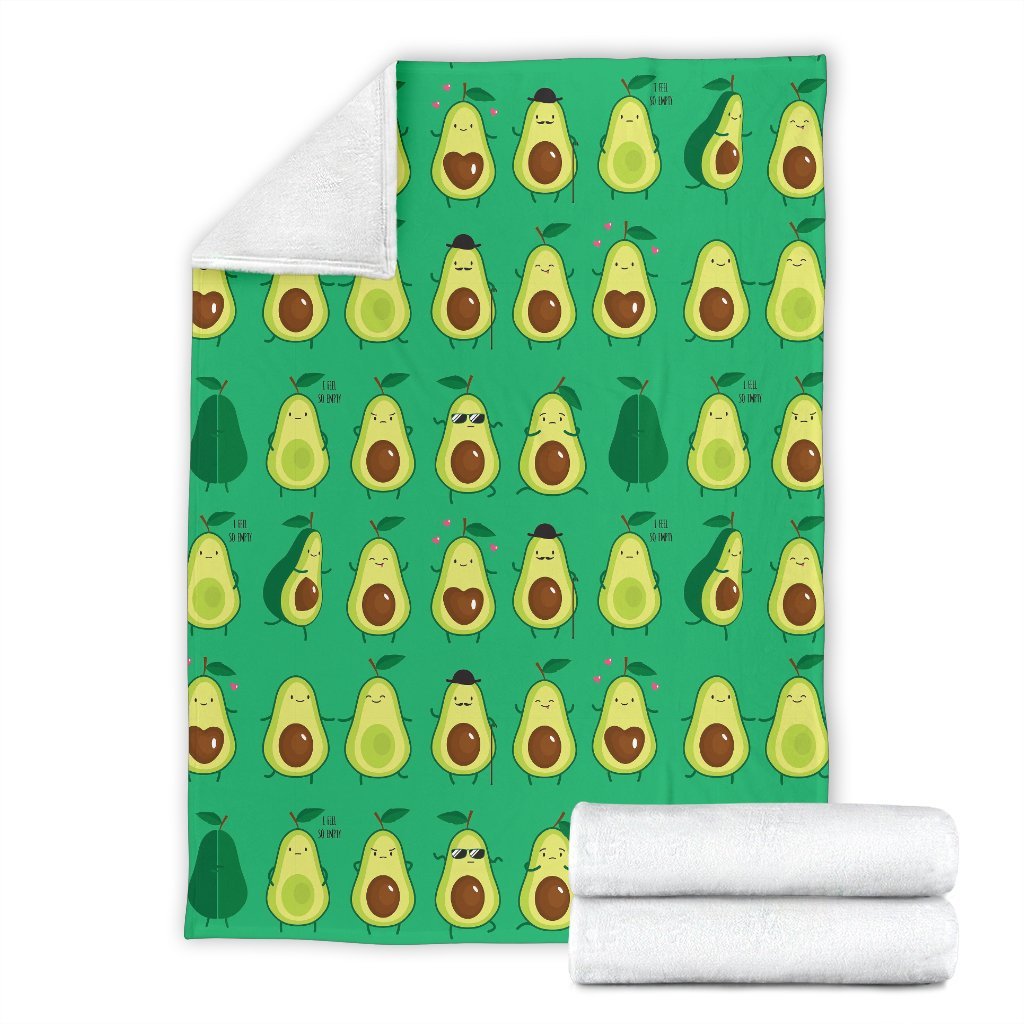 Cartoon Green Avocado Pattern Print Blanket-grizzshop