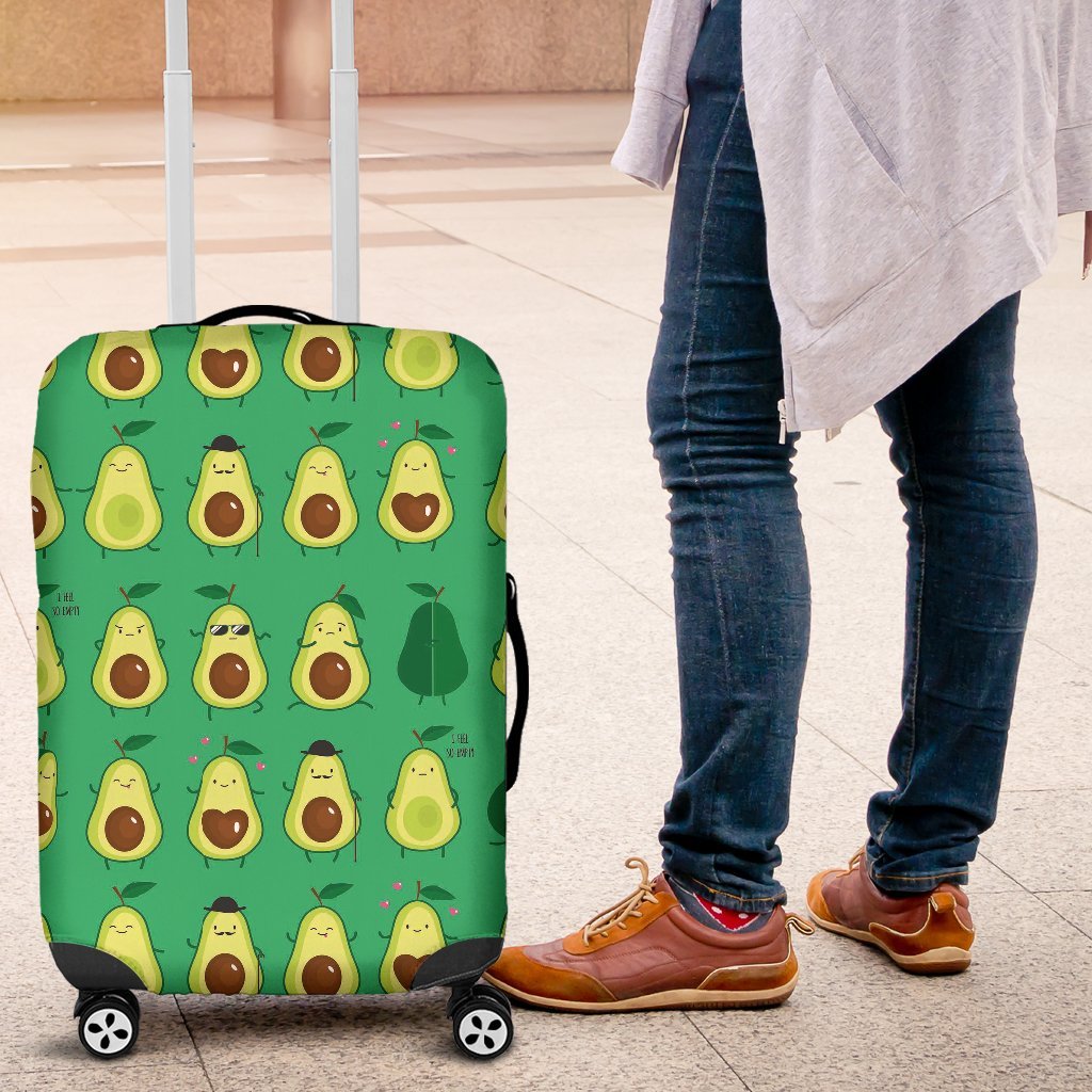 Cartoon Green Avocado Pattern Print Luggage Cover Protector-grizzshop