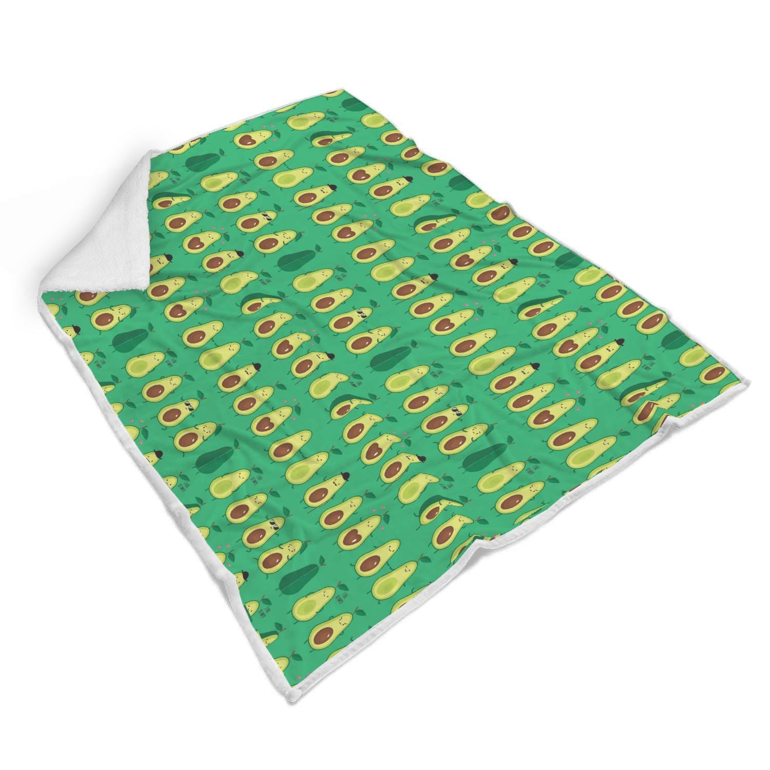 Cartoon Green Avocado Pattern Print Throw Blanket-grizzshop