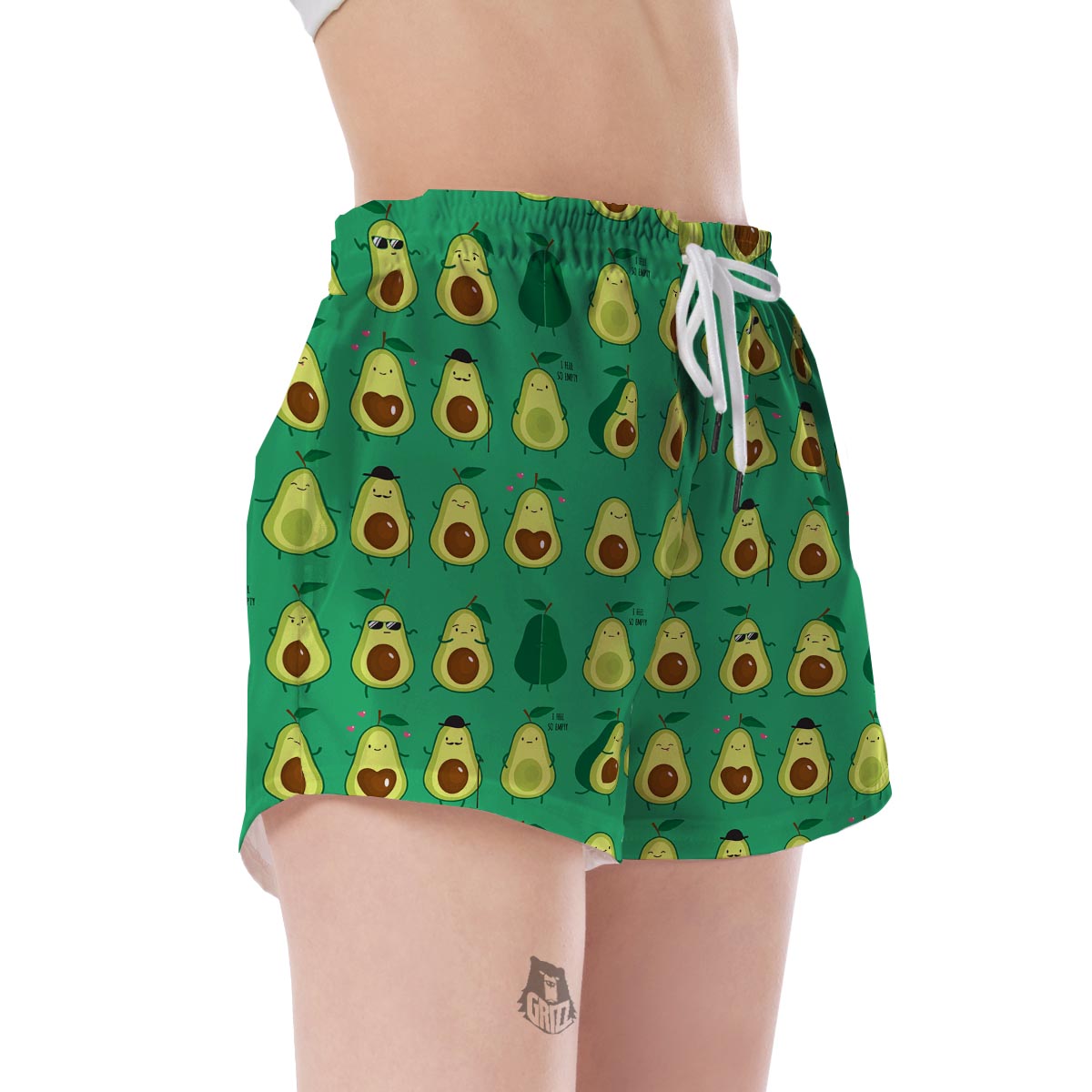 Cartoon Green Avocado Patttern Print Women's Shorts-grizzshop