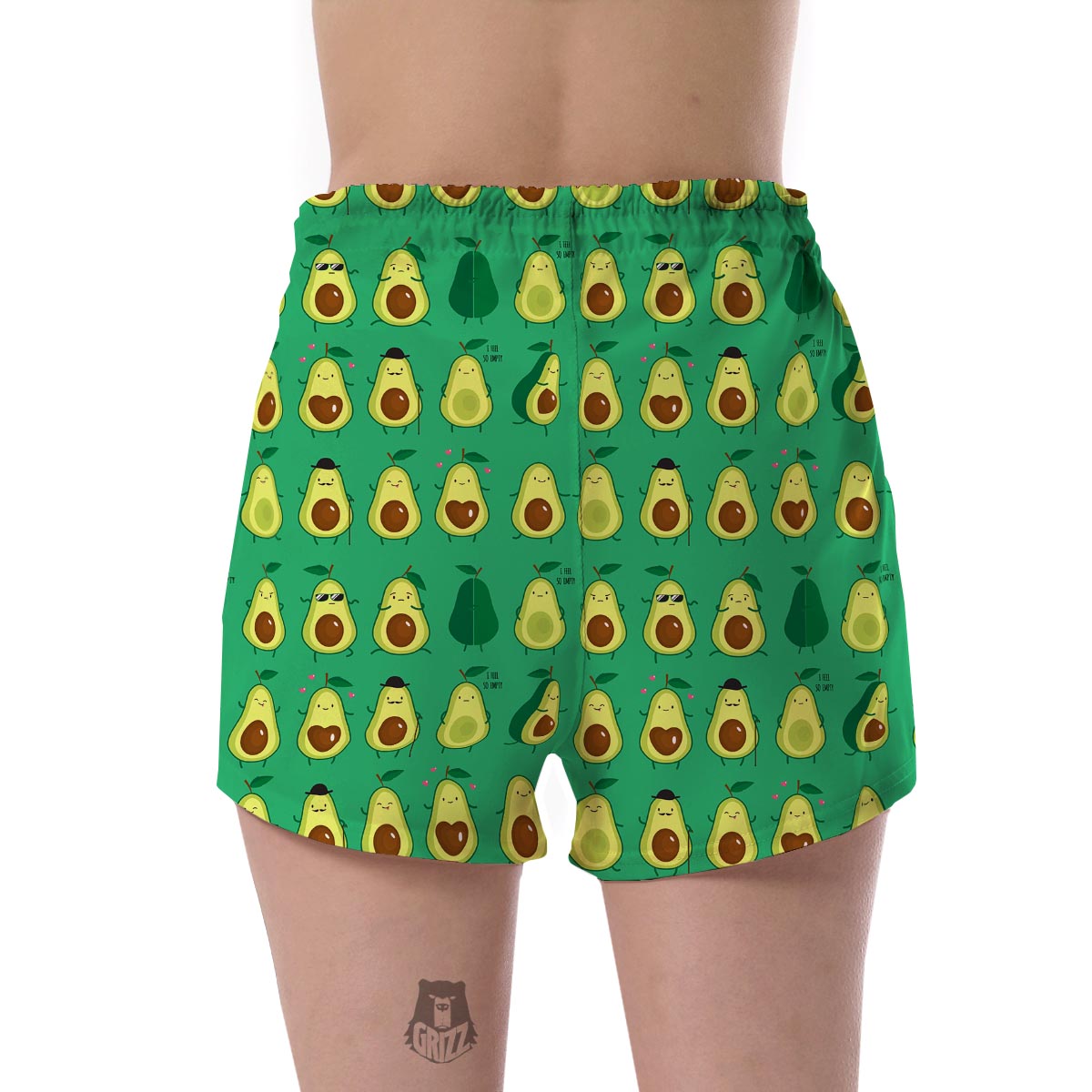 Cartoon Green Avocado Patttern Print Women's Shorts-grizzshop