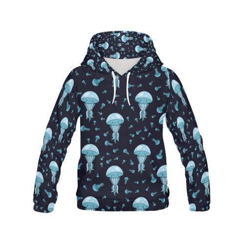 Cartoon Jellyfish Print Pattern Women Pullover Hoodie-grizzshop