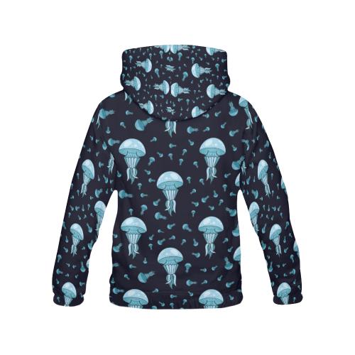 Cartoon Jellyfish Print Pattern Women Pullover Hoodie-grizzshop