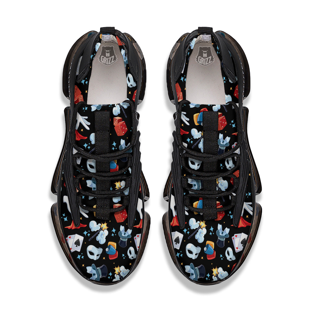 Cartoon Magic Show Print Pattern Black Gym Shoes-grizzshop