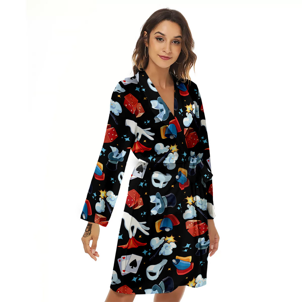Cartoon Magic Show Print Pattern Women's Robe-grizzshop