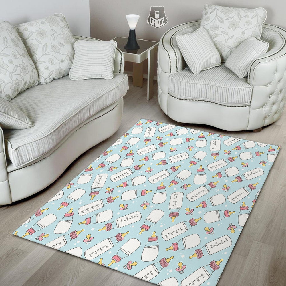 Cartoon Milk Bottle Print Pattern Floor Mat-grizzshop