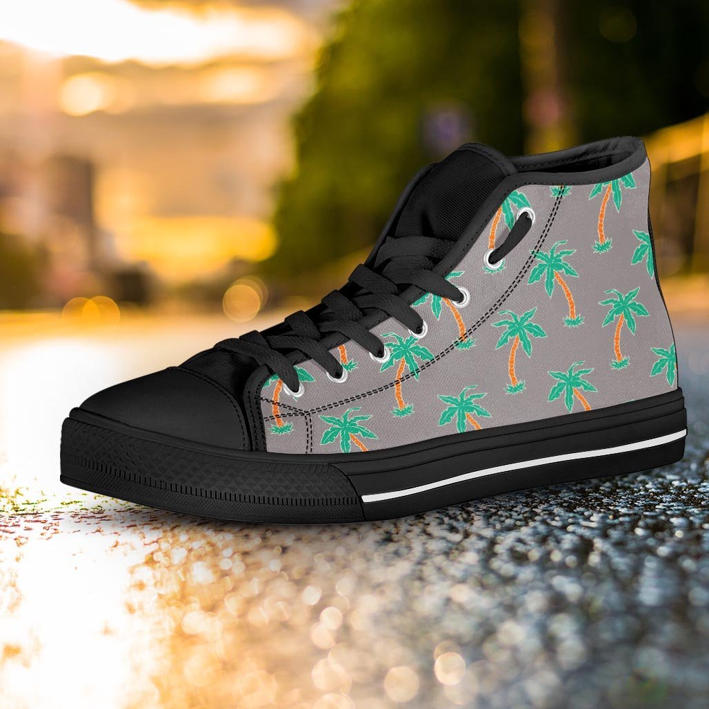 Cartoon Palm Tree Hawaiian Print Women's High Top Shoes-grizzshop