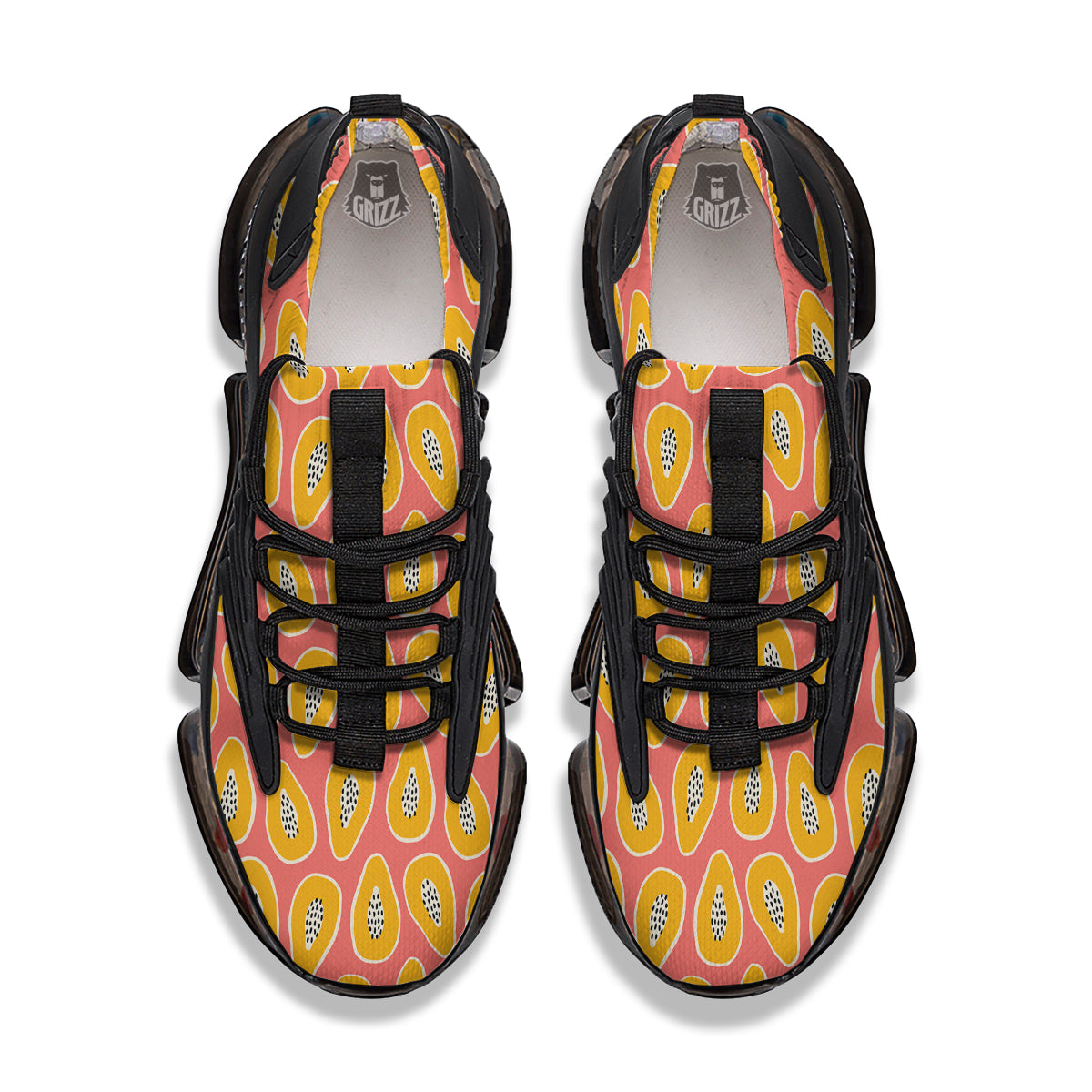 Cartoon Papaya Pink Print Pattern Black Gym Shoes-grizzshop