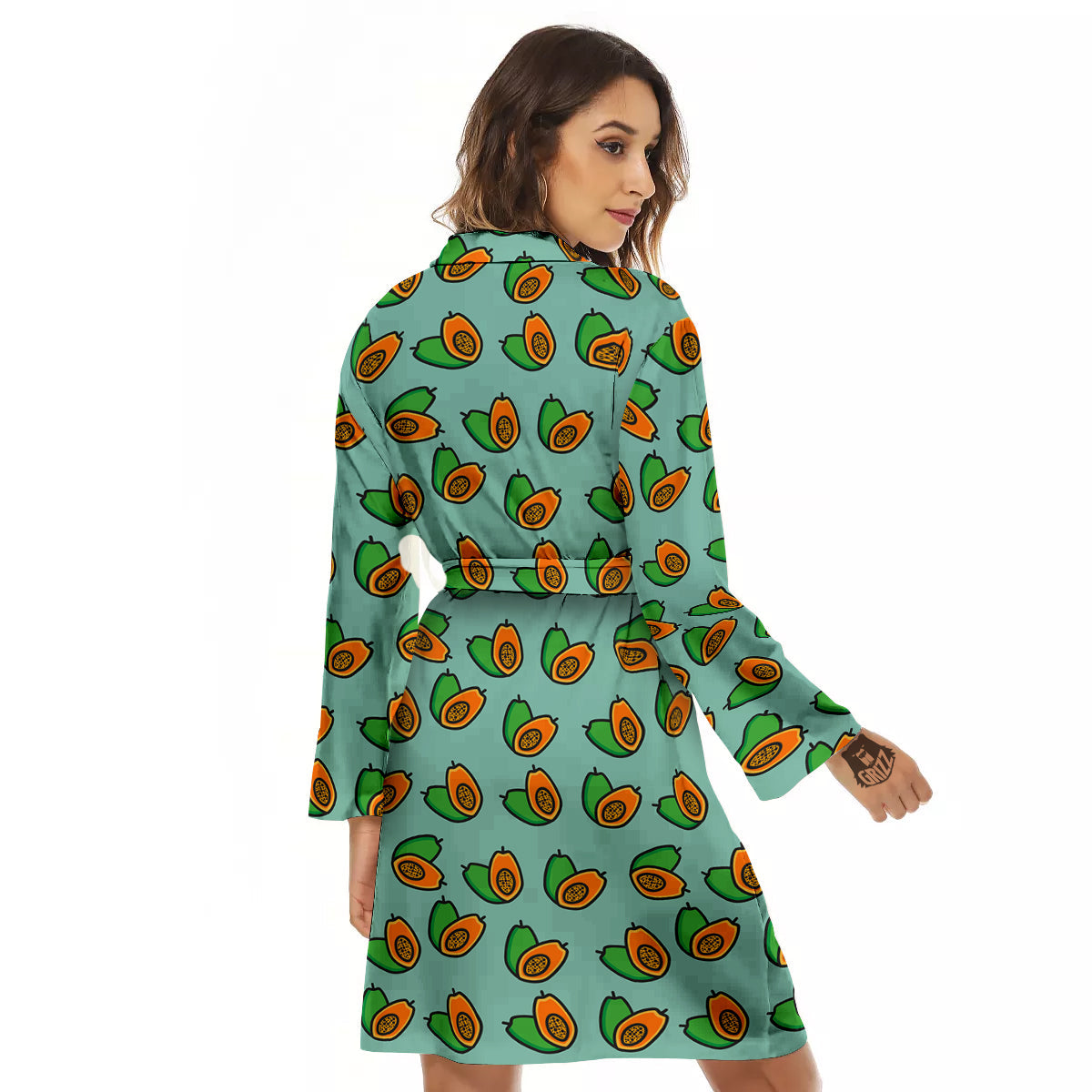 Cartoon Papaya Print Pattern Women's Robe-grizzshop