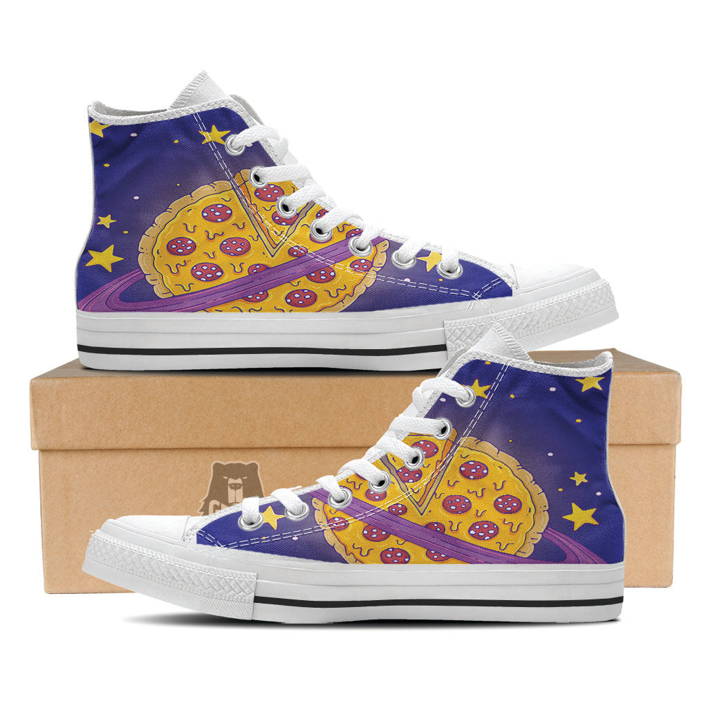 Cartoon Pizza Planet Print White High Top Shoes-grizzshop